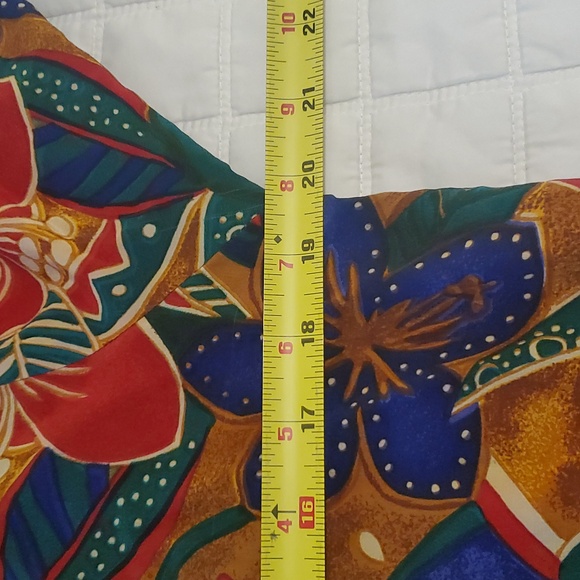 Vintage Silk Blouse Hawaiian Floral Women's Large 100% Washed Silk - Picture 8 of 11